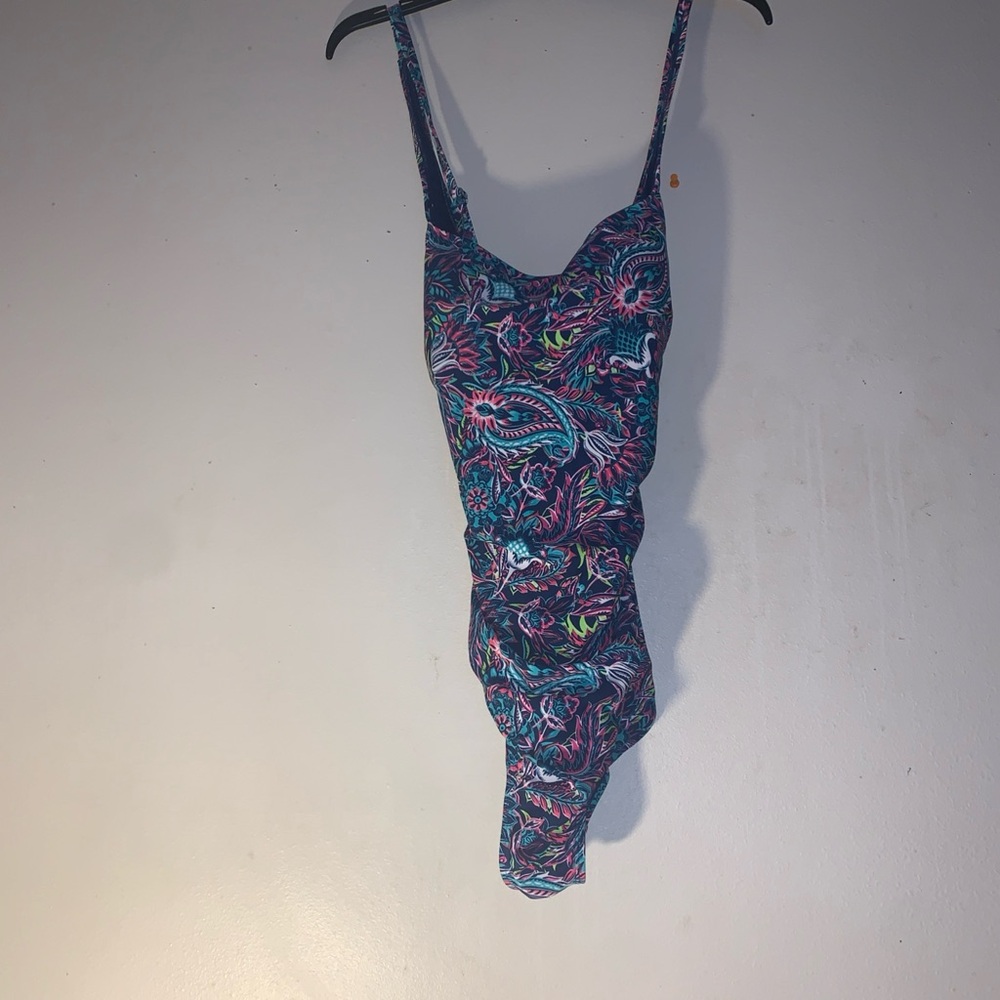 Caribbean Joe Neon Floral One Piece Swimsuit Women’s Size 14